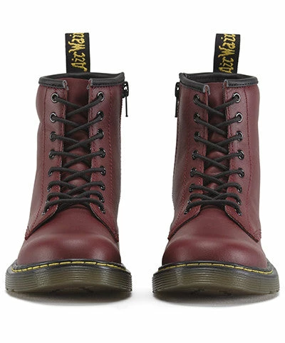 Dr Martens Youth Delaney Cherry Red Softy T Leather Boots - Image 4