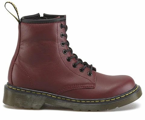 Dr Martens Youth Delaney Cherry Red Softy T Leather Boots - Image 2