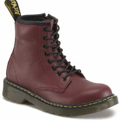 Dr Martens Youth Delaney Cherry Red Softy T Leather Boots