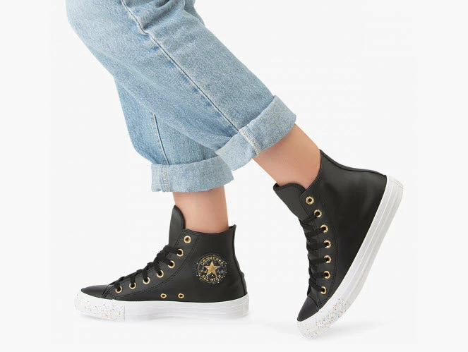 Converse CTAS Speckled HI Black/Gold/White 566724C - Image 6