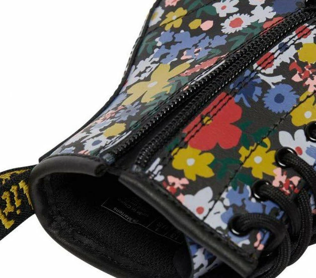 Dr Martens 1460 J Juniors Wanderflora Black Boots 26046001 - Image 6