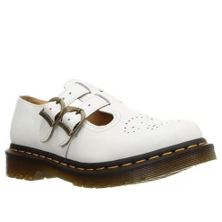 Famous Rock Shop Dr Martens 8065 Mary Jane White Smooth Leather Sandals 26563100