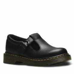 Dr Martens Polley Junior Black Smooth 2438601 Youth T-Bar Sandals