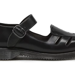 Dr Martens Deardra Polished Smooth Black Leather Sandals