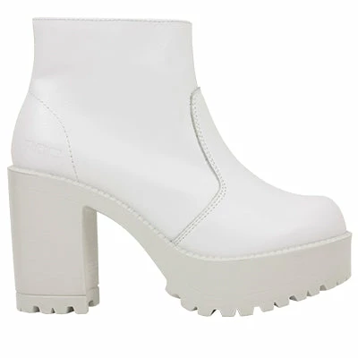Roc Boots Gosh White Leather Ankle Boots With Zip