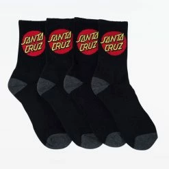 Santa Cruz Junior Youth Classic Dot Mid Socks Black 4 Pairs SB1221601