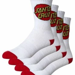 Santa Cruz Crew Socks 4 Pack - White