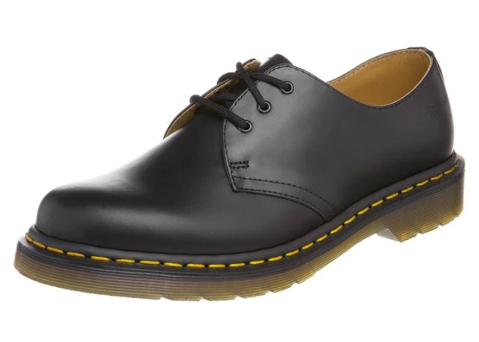 Dr Martens 1461 Black Smooth Leather Yellow Stitch Shoe - Image 7