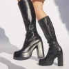 Roc Boots Nebraska Black Leather Knee High Boots