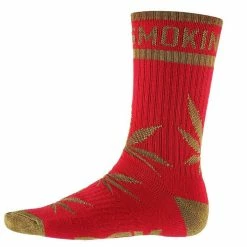 DGK 'Stay Smokin' Crew Socks Single Pair - Red/Gold
