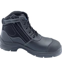 Blundstone 319 Zip Up Series Work And Safety Boots Black Leather Steel Toe Cap