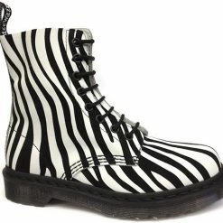 Dr Martens 1460 Pascal Zebra Pattern White With Black 8 Hole Boot